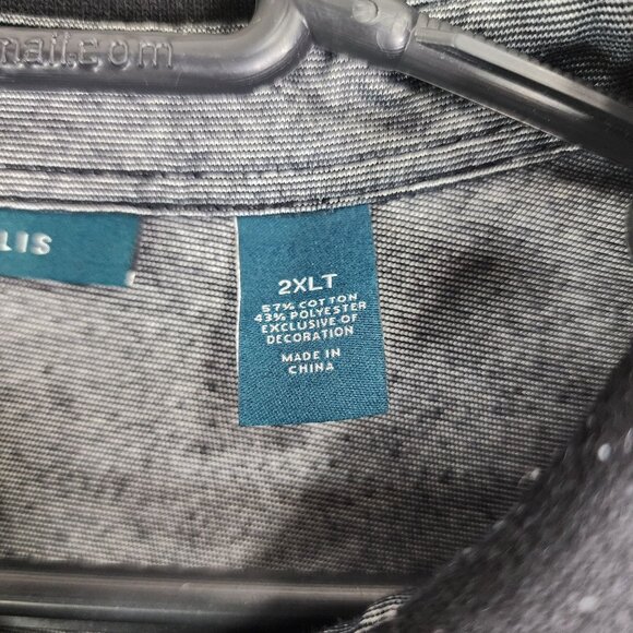 Mens Gray & Black Perry Ellis Polo Shirt Short Sleeve Cotton Blend Size 2XLT - Picture 6 of 11